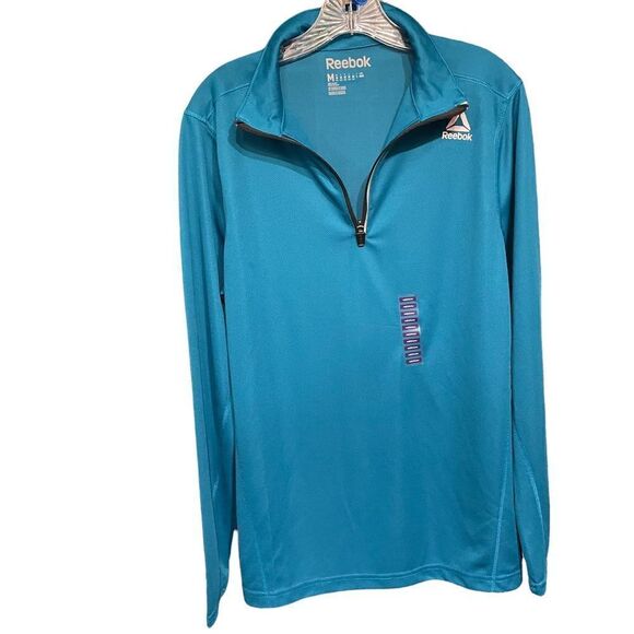 REEBOK Track Jacket 1/4 Zip Long Sleeve Pullover Mock Neck Blue Mens M - Picture 3 of 8